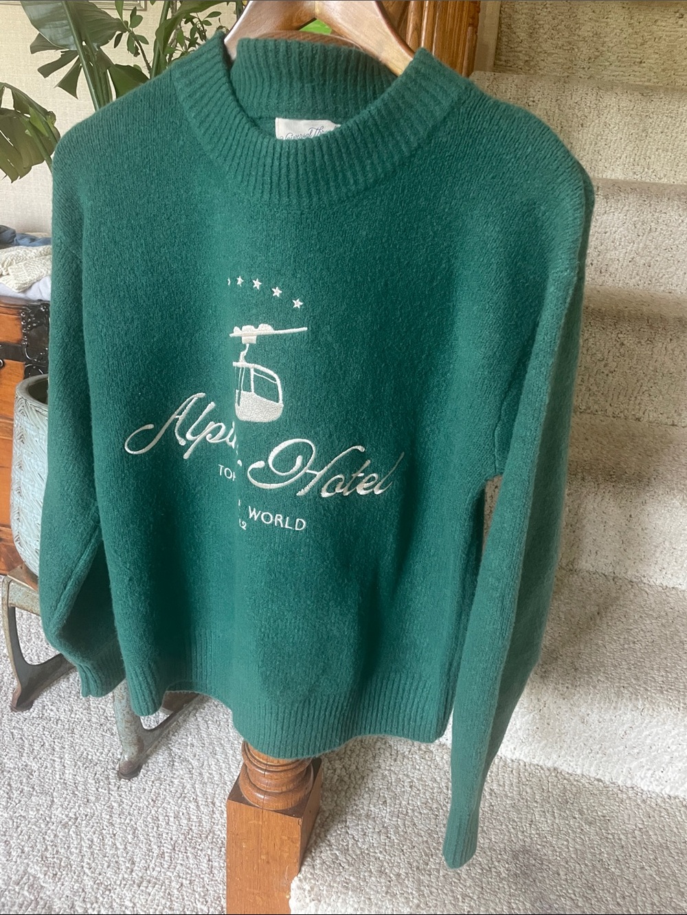 Universal Thread Alpine Hotel 'Top of the World' Green Crewneck Holiday Sweater - Picture 2 of 7